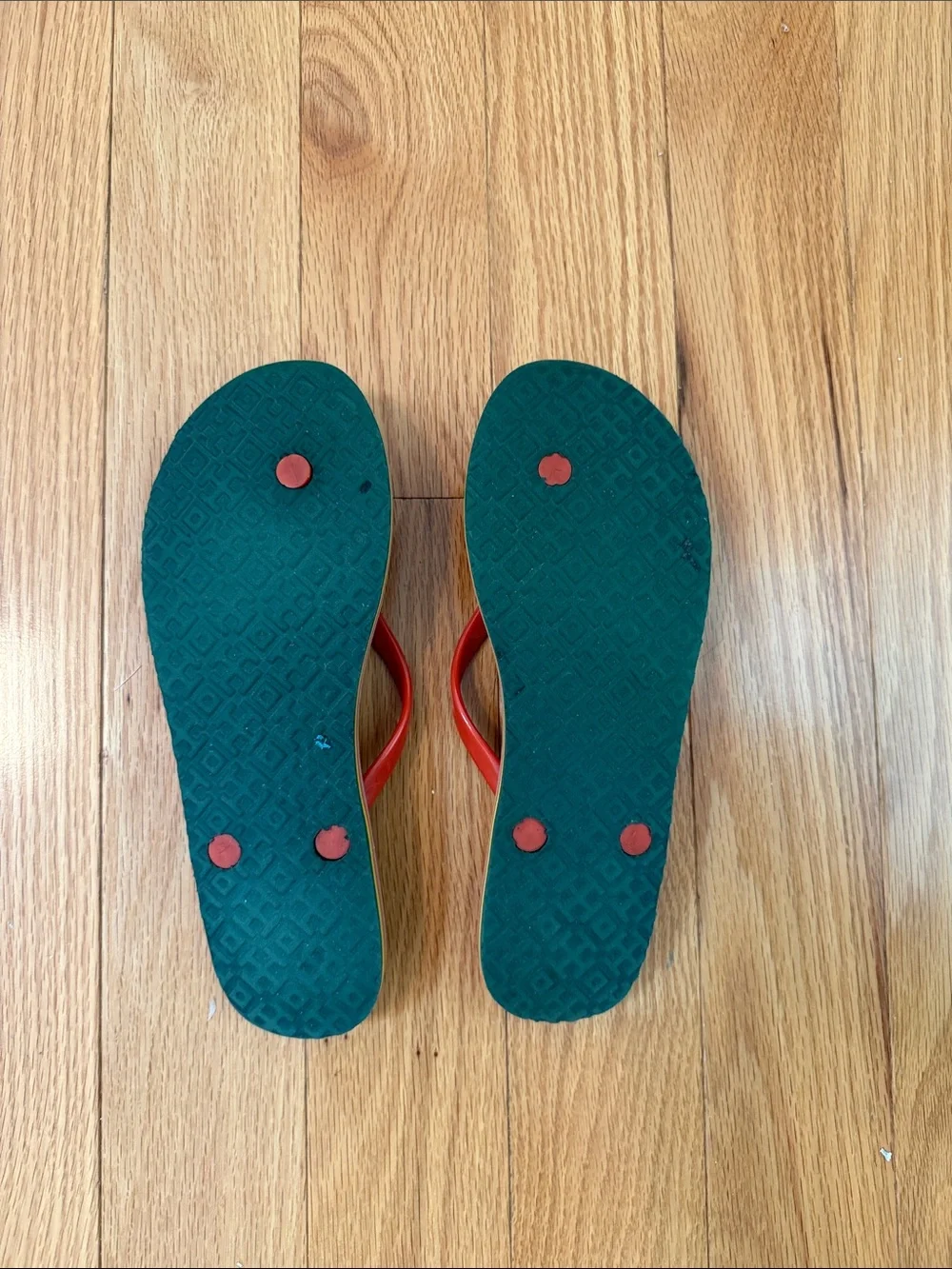 Tory Burch printed thin flip-flops - size 9 orange